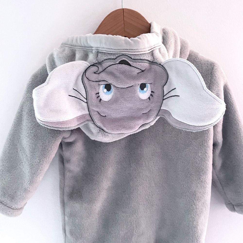 NEW Dumbo Disney Baby Jumpsuit Snowsuit, Dumbo Ears Face Hood, Super Soft Plush